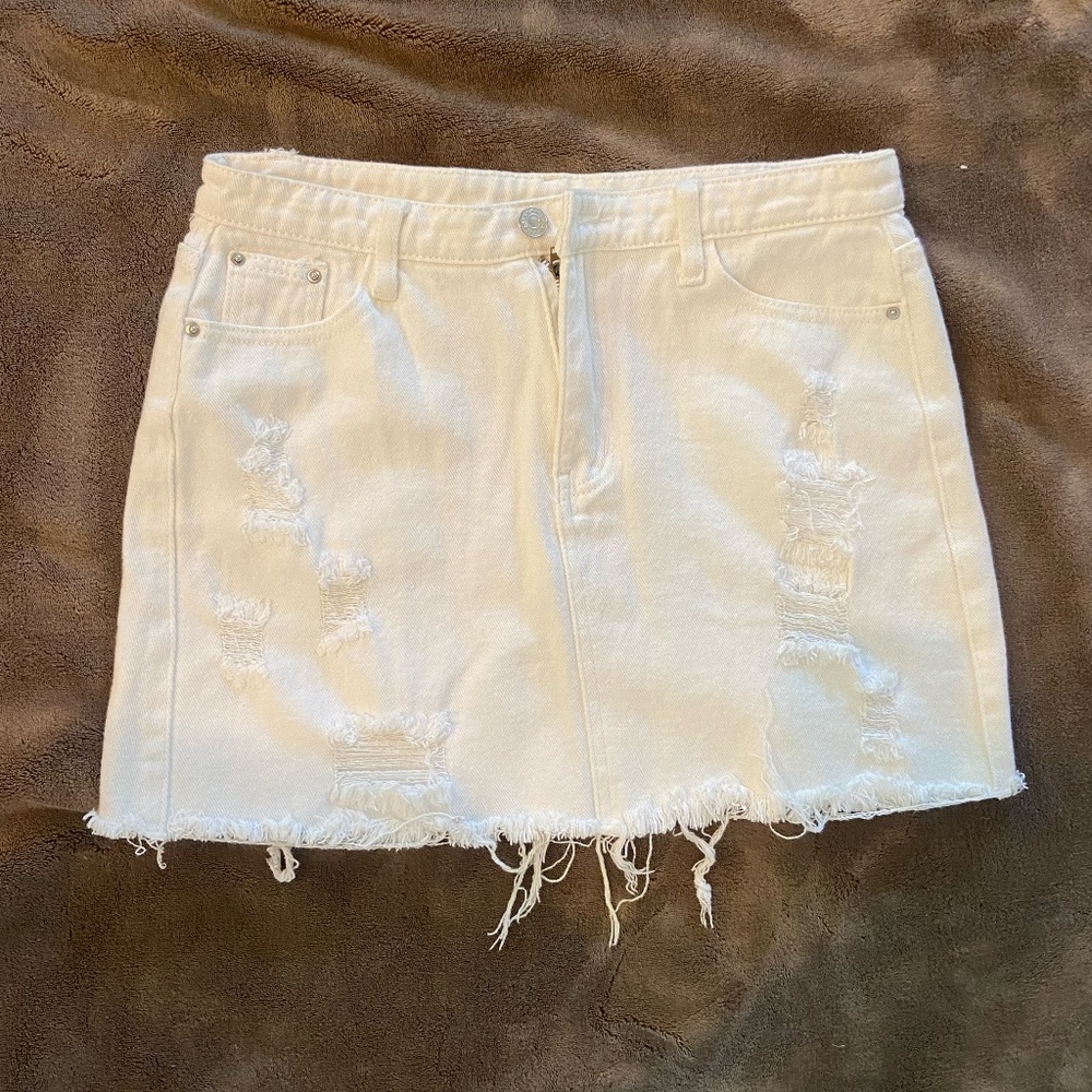 White jean skirt